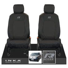 Load image into Gallery viewer, VW ID Buzz Cargo Front 1+1 INKA Tailored Waterproof Seat Covers Black with Embroidery MY22 onwards