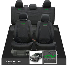 Load image into Gallery viewer, VW Caddy Kombi Maxi Life INKA Front & Rear Tailored Waterproof Seat Covers Black MY-2007-2019 (Choice of 7 Colours) - CV Professional Embroidery