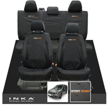 Load image into Gallery viewer, VW Caddy Kombi Maxi Life INKA Front & Rear Tailored Waterproof Seat Covers Black MY-2007-2019 (Choice of 7 Colours) - Sport-Series Embroidery