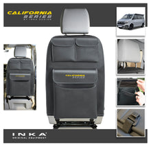 Load image into Gallery viewer, VW California T6.1,T6,T5 Inka Seatstor Seat Storage Three Pocket Organsier Tidy Black Leatherette With bespoke " California Series" embroidery