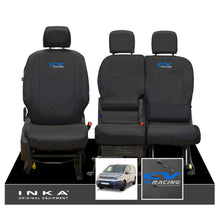 Load image into Gallery viewer, Citroen Berlingo MK3 Front 1+2 Inka Fully Tailored Waterproof Seat Covers Black MY2018 to present - CV Racing Embroidery