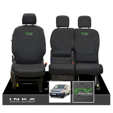 Load image into Gallery viewer, Citroen Berlingo MK3 Front 1+2 Inka Fully Tailored Waterproof Seat Covers Black MY2018 to present - CV Racing Embroidery