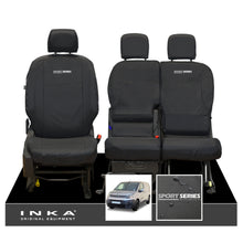 Load image into Gallery viewer, Citroen Berlingo MK3 Front 1+2 Inka Fully Tailored Waterproof Seat Covers Black MY2018 to present - Sport-Series Embroidery