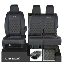 Load image into Gallery viewer, Citroen Dispatch INKA Front 1+2 Bentley Diamond Quilt Leatherette Tailored Seat Covers Black MY16 To Present - CV Racing Embroidery