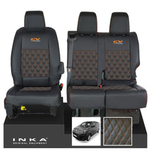 Load image into Gallery viewer, Citroen Dispatch INKA Front 1+2 Bentley Diamond Quilt Leatherette Tailored Seat Covers Black MY16 To Present - CV Racing Embroidery