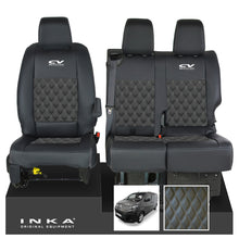 Load image into Gallery viewer, Citroen Dispatch INKA Front 1+2 Bentley Diamond Quilt Leatherette Tailored Seat Covers Black MY16 To Present - CV Racing Embroidery