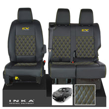 Load image into Gallery viewer, Citroen Dispatch INKA Front 1+2 Bentley Diamond Quilt Leatherette Tailored Seat Covers Black MY16 To Present - CV Racing Embroidery