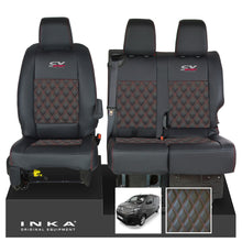 Load image into Gallery viewer, Citroen Dispatch INKA Front 1+2 Bentley Diamond Quilt Leatherette Tailored Seat Covers Black MY16 To Present - CV Sport Embroidery