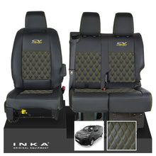 Load image into Gallery viewer, Citroen Dispatch INKA Front 1+2 Bentley Diamond Quilt Leatherette Tailored Seat Covers Black MY16 To Present - CV Sport Embroidery