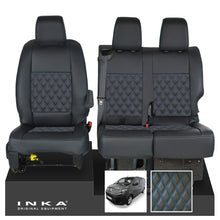 Load image into Gallery viewer, Citroen Dispatch INKA Front 1+2 Bentley Diamond Quilt Leatherette Tailored Seat Covers Black MY16 To Present - Plain Embroidery