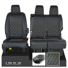 Load image into Gallery viewer, Citroen Dispatch INKA Front 1+2 Bentley Diamond Quilt Leatherette Tailored Seat Covers Black MY16 To Present - Plain Embroidery