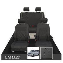 Load image into Gallery viewer, VW California Ocean/Coast/Beach/Surf Inka Fully Tailored Waterproof Seat Covers Black Front & Rear With ISOFIX Fits T6.1 ,T6,T5.1 all model years fits with and without airbags - CALI-SERIES Embroidery