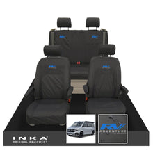 Load image into Gallery viewer, VW California Ocean/Coast/Beach/Surf Inka Fully Tailored Waterproof Seat Covers Black Front & Rear With ISOFIX Fits T6.1 ,T6,T5.1 all model years fits with and without airbags