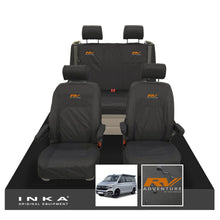 Load image into Gallery viewer, VW California Ocean/Coast/Beach/Surf Inka Fully Tailored Waterproof Seat Covers Black Front & Rear With ISOFIX Fits T6.1 ,T6,T5.1 all model years fits with and without airbags
