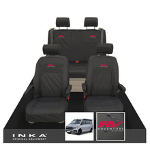 Load image into Gallery viewer, VW California Ocean/Coast/Beach/Surf Inka Fully Tailored Waterproof Seat Covers Black Front & Rear With ISOFIX Fits T6.1 ,T6,T5.1 all model years fits with and without airbags