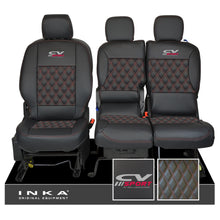 Load image into Gallery viewer, Peugeot Partner MK2 Front 1+2 CV SPORT INKA Bentley Leatherette Tailored Seat Covers Black MY 08-17