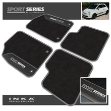 Load image into Gallery viewer, Fiat 500 Tailored Car Mats (Front & Rear Set) with Premium Carpet & OEM Leatherette Fits MY 2007-2020