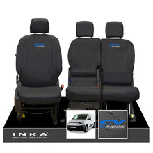 Load image into Gallery viewer, Fiat Doblo INKA Front 1+2 Tailored Waterproof Seat Covers Black MY-2022 Onwards - CV Racing Embroidery