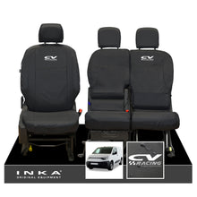 Load image into Gallery viewer, Fiat Doblo INKA Front 1+2 Tailored Waterproof Seat Covers Black MY-2022 Onwards - CV Racing Embroidery