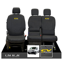 Load image into Gallery viewer, Fiat Doblo INKA Front 1+2 Tailored Waterproof Seat Covers Black MY-2022 Onwards - CV Racing Embroidery