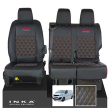 Load image into Gallery viewer, Fiat Scudo INKA Front 1+2 Bentley Diamond Quilt Leatherette Tailored Seat Covers Black MY22 To Present - CV Professional Embroidery