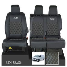 Load image into Gallery viewer, Fiat Scudo INKA Front 1+2 Bentley Diamond Quilt Leatherette Tailored Seat Covers Black MY22 To Present - CV Sport Embroidery