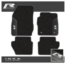 Load image into Gallery viewer, Ford Fiesta MK7 Tailored Car Mats (Front & Rear Set) with Premium Carpet & OEM Leatherette Fits MY11 to MY17 - R-SPORT Embroidery