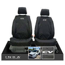 Load image into Gallery viewer, Ford Transit Connect MK3 Front 1+1 INKA Tailored Waterproof Seat Covers Set Black MY2024 Onwards - CV Professional Embroidery