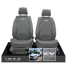 Load image into Gallery viewer, Ford Transit Connect MK3 Front 1+1 INKA Tailored Waterproof Seat Covers Set Grey MY2024 Onwards - CV Professional Embroidery