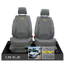 Load image into Gallery viewer, Ford Transit Connect MK3 Front 1+1 INKA Tailored Waterproof Seat Covers Set Grey MY2024 Onwards - CV Professional Embroidery