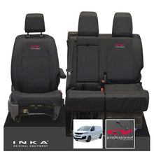 Load image into Gallery viewer, Fiat Scudo INKA Front 1+2 Tailored Waterproof Seat Covers Black MY22 onwards - CV Professional Embroidery