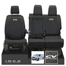 Load image into Gallery viewer, Fiat Scudo INKA Front 1+2 Tailored Waterproof Seat Covers Black MY22 onwards - CV Racing Embroidery