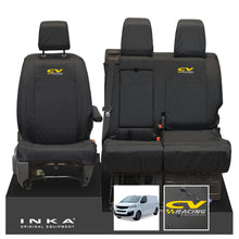 Load image into Gallery viewer, Fiat Scudo INKA Front 1+2 Tailored Waterproof Seat Covers Black MY22 onwards - CV Racing Embroidery