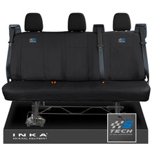 Load image into Gallery viewer, Ford Transit Custom INKA Rear Triple Set Tailored Waterproof Seat Covers Black - S-TECH Embroidery