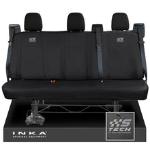 Load image into Gallery viewer, Ford Transit Custom INKA Rear Triple Set Tailored Waterproof Seat Covers Black - S-TECH Embroidery