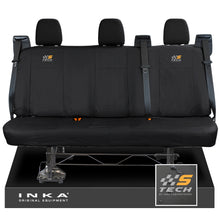 Load image into Gallery viewer, Ford Transit Custom INKA Rear Triple Set Tailored Waterproof Seat Covers Black - S-TECH Embroidery