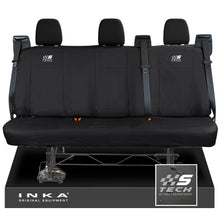 Load image into Gallery viewer, Ford Transit Custom INKA Rear Triple Set Tailored Waterproof Seat Covers Black - S-TECH Embroidery