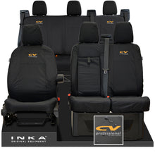 Load image into Gallery viewer, Ford Transit Custom INKA Front & Rear Set Tailored Waterproof Seat Covers Black - CV Professional Embroidery