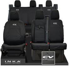 Load image into Gallery viewer, Ford Transit Custom INKA Front & Rear Set Tailored Waterproof Seat Covers Black - CV Professional Embroidery