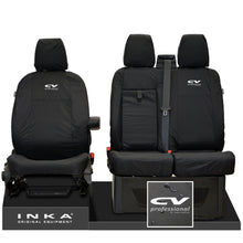 Load image into Gallery viewer, Ford Transit MK8/MK9 MY14 to Present INKA Front Set 1+2 Tailored Waterproof Seat Covers Black Fits All Derivatives Incl Jumbo - CV Professional Embroidery