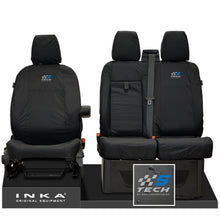 Load image into Gallery viewer, Ford Transit Custom INKA Front Set 1+2 Tailored Waterproof Seat Covers Black - S-TECH Embroidery