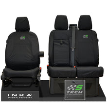 Load image into Gallery viewer, Ford Transit Custom INKA Front Set 1+2 Tailored Waterproof Seat Covers Black - S-TECH Embroidery