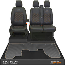 Load image into Gallery viewer, Ford Transit Custom MK1 Front 1+2 Bentley Diamond Quilt Leatherette Tailored Seat Covers & Tailored Rubber Mat Black MY-12-23 (Choice of 7 Colours) - Custom Sport Embroidery