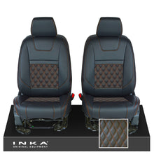 Load image into Gallery viewer, Ford Ranger Wildtrak INKA Front 1+1 Tailored Seat Covers Black Bentley Diamond Quilt MY-16-22 - Plain Embroidery