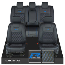 Load image into Gallery viewer, Ford Ranger Wildtrak R SPORT Front & Rear Triple INKA Bentley Leatherette Tailored Seat Covers Black MY16-22