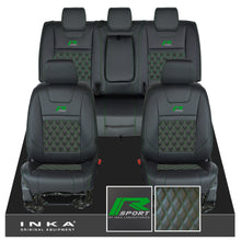 Load image into Gallery viewer, Ford Ranger Wildtrak R SPORT Front & Rear Triple INKA Bentley Leatherette Tailored Seat Covers Black MY16-22