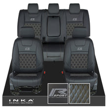 Load image into Gallery viewer, Ford Ranger Wildtrak R SPORT Front & Rear Triple INKA Bentley Leatherette Tailored Seat Covers Black MY16-22
