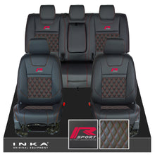 Load image into Gallery viewer, Ford Ranger Wildtrak R SPORT Front & Rear Triple INKA Bentley Leatherette Tailored Seat Covers Black MY16-22