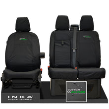 Load image into Gallery viewer, Ford Transit Custom INKA Front Set 1+2 Tailored Waterproof Seat Covers Black MY-12-23 (Choice of 7 Colours) - Custom Racing Embroidery