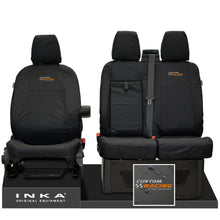 Load image into Gallery viewer, Ford Transit Custom INKA Front Set 1+2 Tailored Waterproof Seat Covers Black MY-12-23 (Choice of 7 Colours) - Custom Racing Embroidery